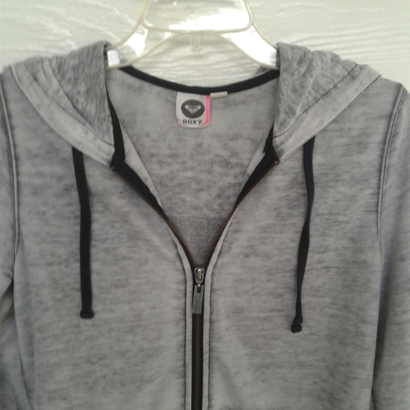 Roxy Gray Sweatshirt Hoodie Full Zipper Small - Picture 2 of 8